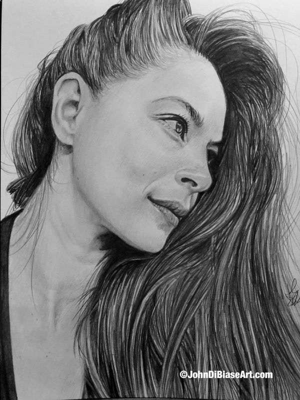 ORIGINAL Kristin Kreuk Pencil Drawing (9 x 12) - NOT A PRINT