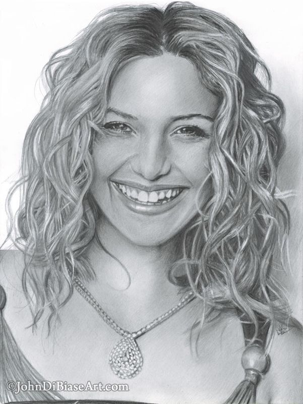 Kate Hudson ORIGINAL Pencil Drawing (9 x 12) - NOT A PRINT