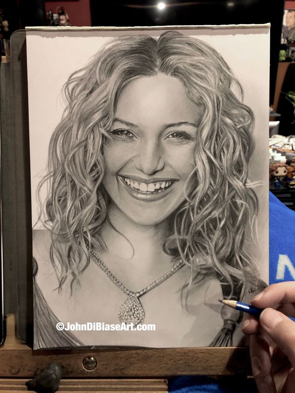 Kate Hudson ORIGINAL Pencil Drawing (9 x 12) - NOT A PRINT