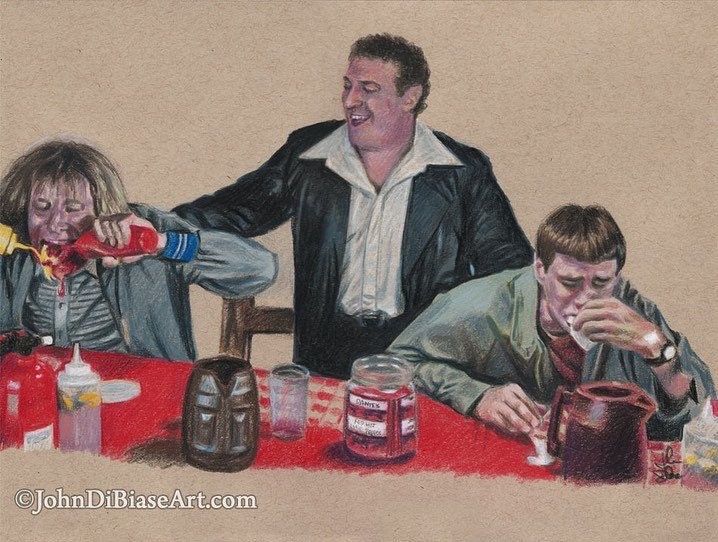 Harry, Mental (Mike Starr) and Lloyd in Dumb and Dumber Drawing Print 11 x 8.5