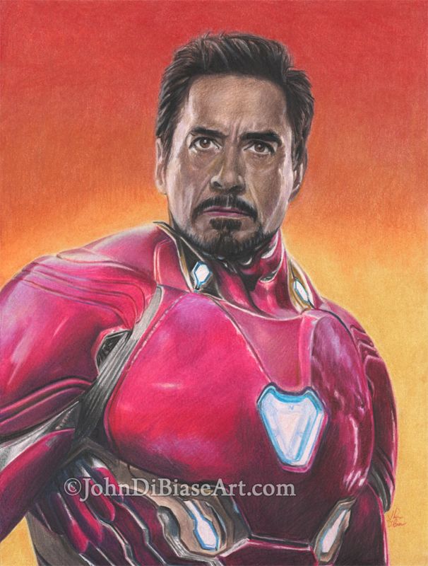 Original Colored Pencil Drawing of Iron Man (NOT a print)