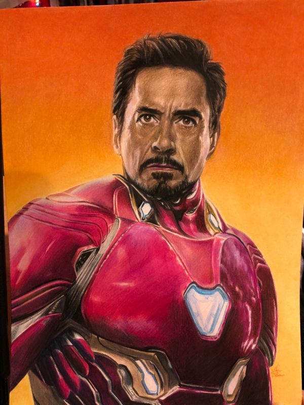 Original Colored Pencil Drawing of Iron Man (NOT a print)