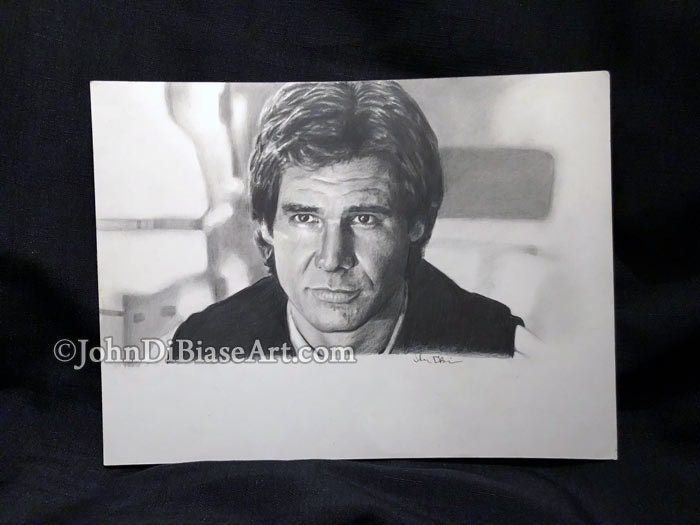 Original Drawing of Harrison Ford as Han Solo in Star Wars (NOT a print)