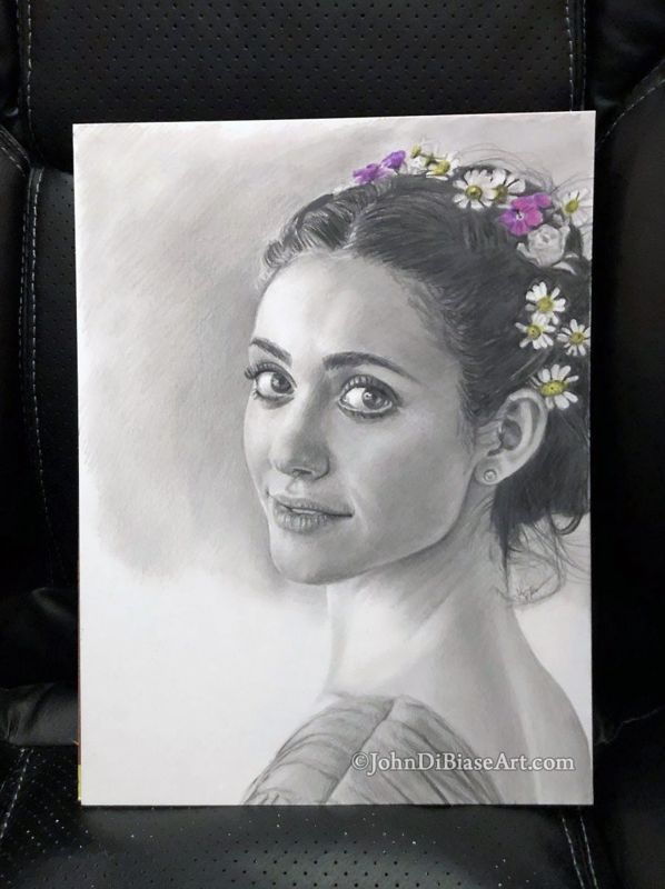 ORIGINAL Pencil Drawing of Emmy Rossum (9 x 12) - NOT A PRINT