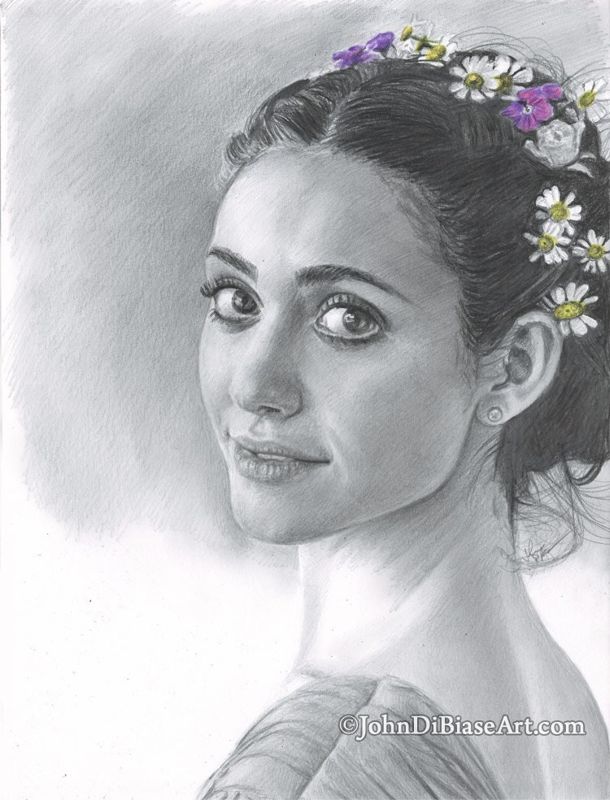ORIGINAL Pencil Drawing of Emmy Rossum (9 x 12) - NOT A PRINT