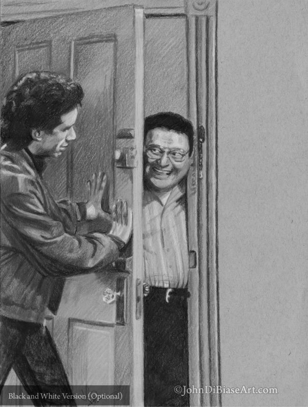 Newman (Wayne Knight) and Jerry on Seinfeld Colored Pencil Drawing Print 8.5 x 11