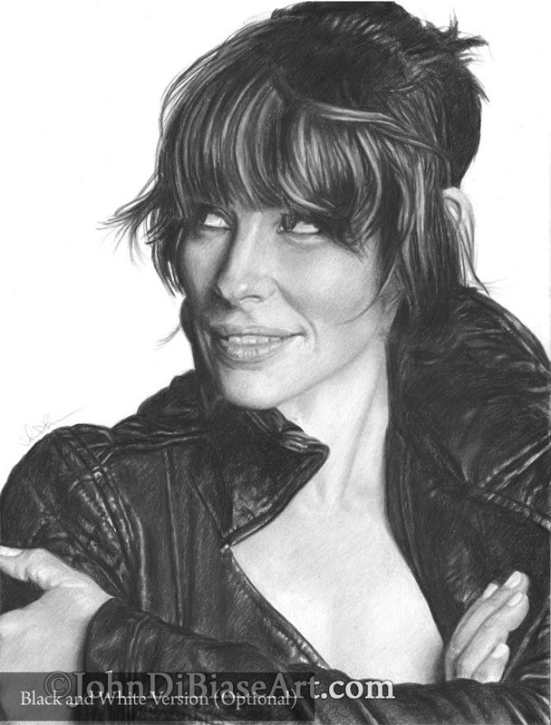 Evangeline Lilly from LOST / Ant-Man / The Hobbit (Leather Jacket) Color Drawing Print 8.5 x 11