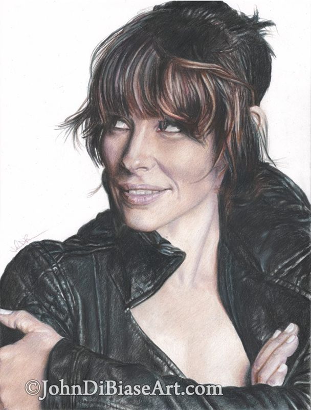 Evangeline Lilly from LOST / Ant-Man / The Hobbit (Leather Jacket) Color Drawing Print 8.5 x 11