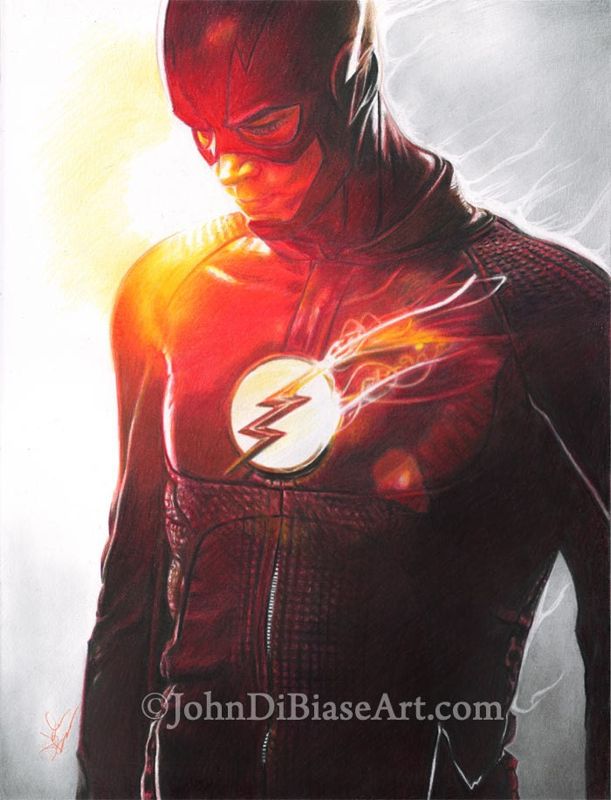 Grant Gustin as Barry Allen / The Flash (8.5 x 11) Full Color Drawing Print