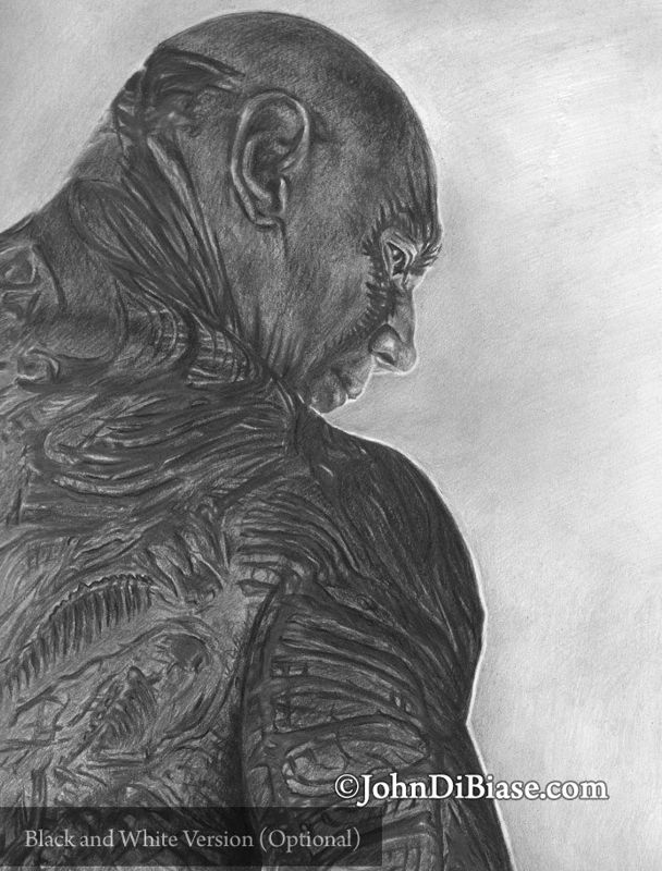 Dave Bautista as Drax in Guardians of the Galaxy Drawing Print 8.5 x 11