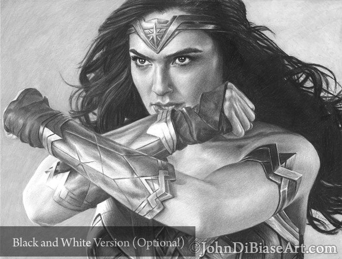 Wonder Woman Gal Gadot (WW84 / Batman V Superman / Justice League) Colored Pencil Drawing  Print 8.5 x 11 C