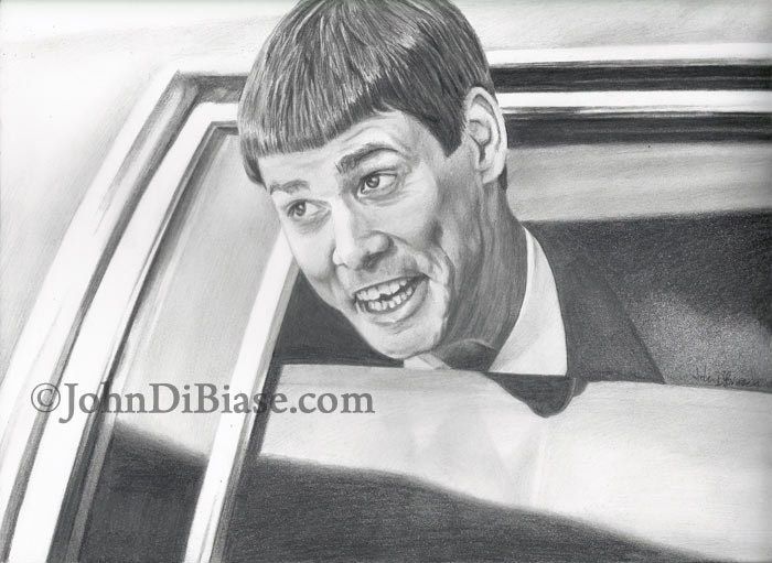 Original Graphite Pencil Drawing of Jim Carrey as Lloyd Christmas in Dumb and Dumber (NOT a print)