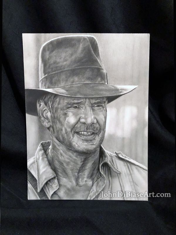 Original Graphite Pencil Drawing of Harrison Ford as Indiana Jones from Kingdom of the Crystal Skull (NOT a print)