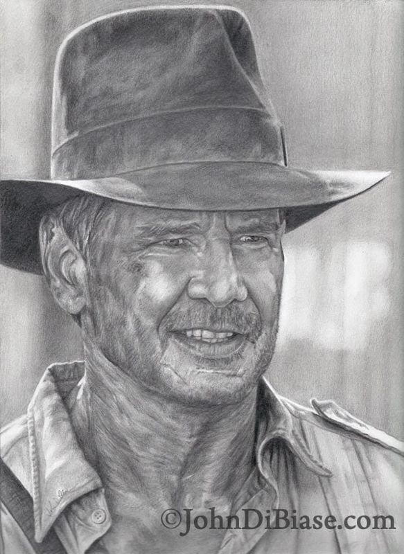 Original Graphite Pencil Drawing of Harrison Ford as Indiana Jones from Kingdom of the Crystal Skull (NOT a print)