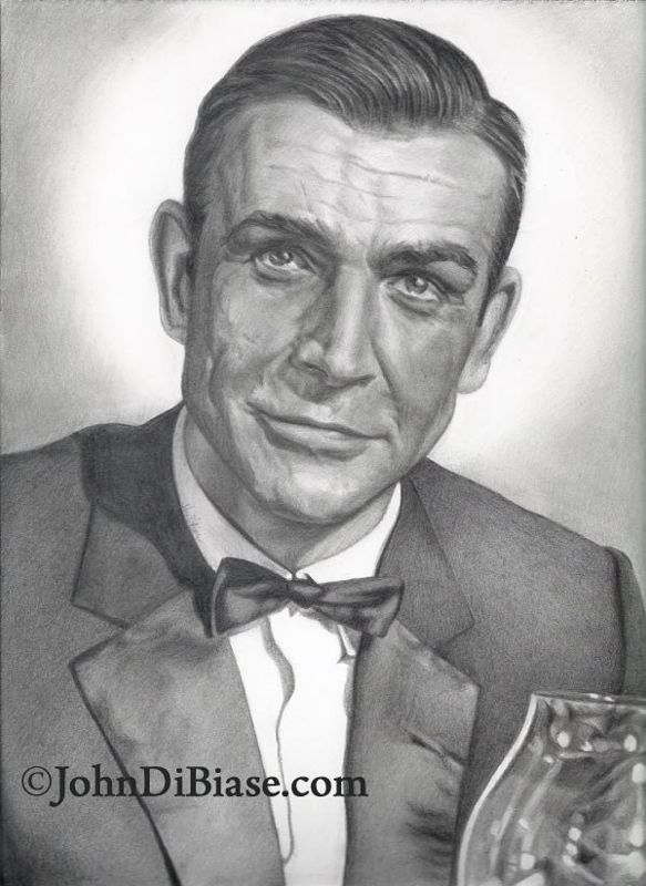 Original Drawing of Sean Connery as James Bond (NOT a print)