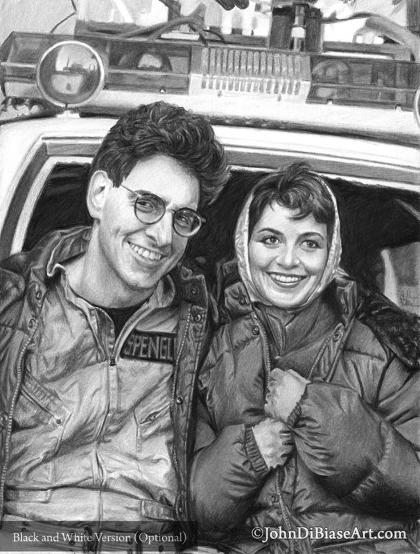 Egon and Janine Ghostbusters Drawing Print (Harold Ramis and Annie Potts) 8.5 x 11