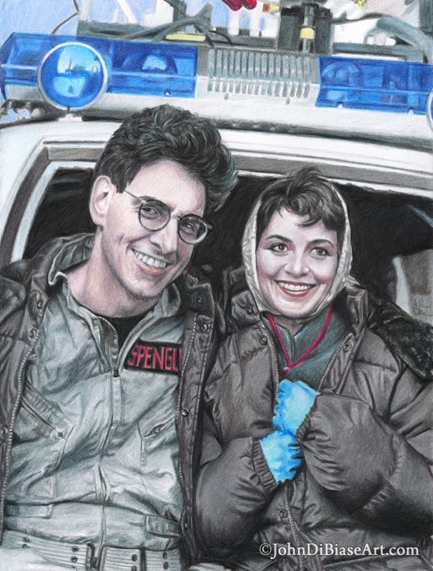 Egon and Janine Ghostbusters Drawing Print (Harold Ramis and Annie Potts) 8.5 x 11