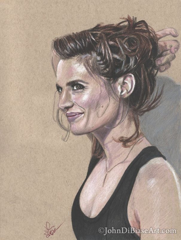 Drawing Print of Stana Katic Colored Pencil Sketch