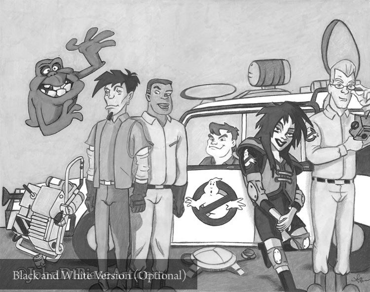 Extreme Ghostbusters Colored Pencil and Marker Drawing Print