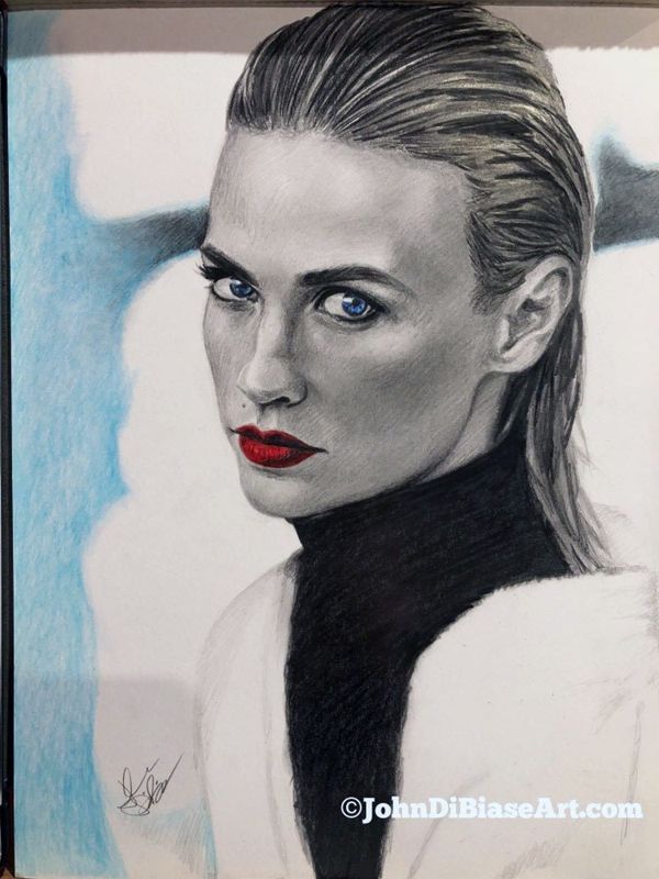 Original Sketch of January Jones (NOT a print)