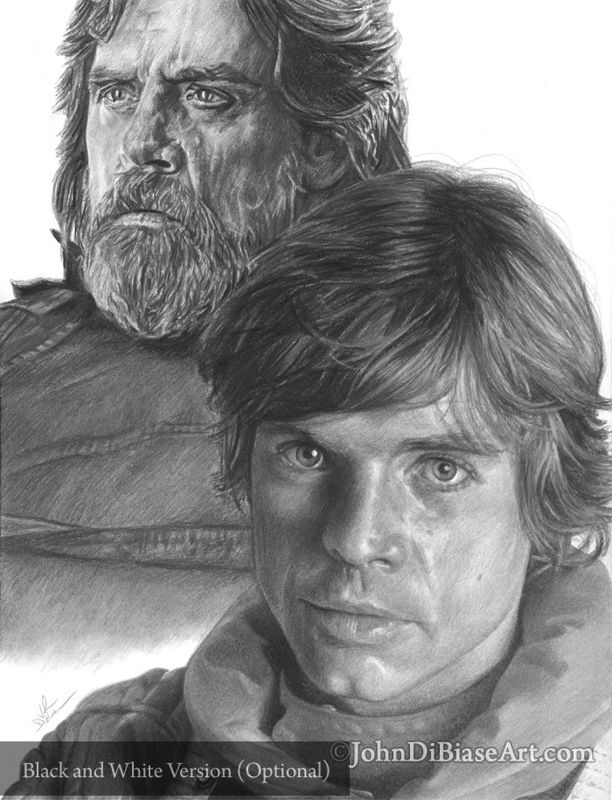 Mark Hamill as Luke Skywalker in Star Wars (8.5 x 11) Colored Pencil Drawing Print