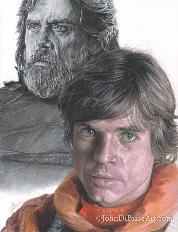 Mark Hamill as Luke Skywalker in Star Wars (8.5 x 11) Colored Pencil Drawing Print