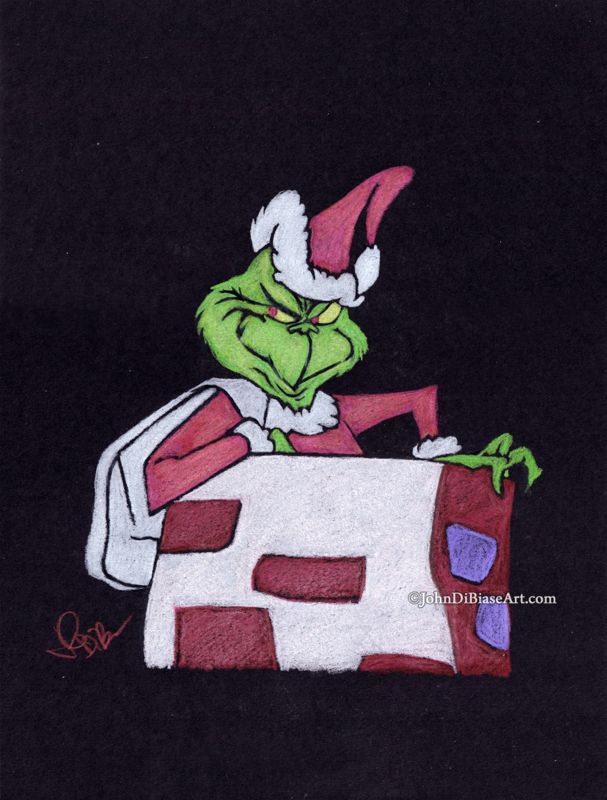 Original Colored Pencil Drawing of The Grinch (NOT a print)