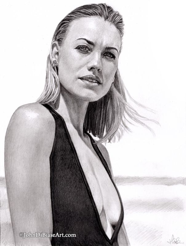 Yvonne Strahovski Swimsuit Drawing Print (The Handmaid's Tale / The Tomorrow War / Chuck)