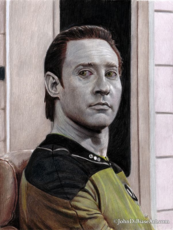 Brent Spiner as Lt Commander Data ST TNG Colored Pencil Drawing Print