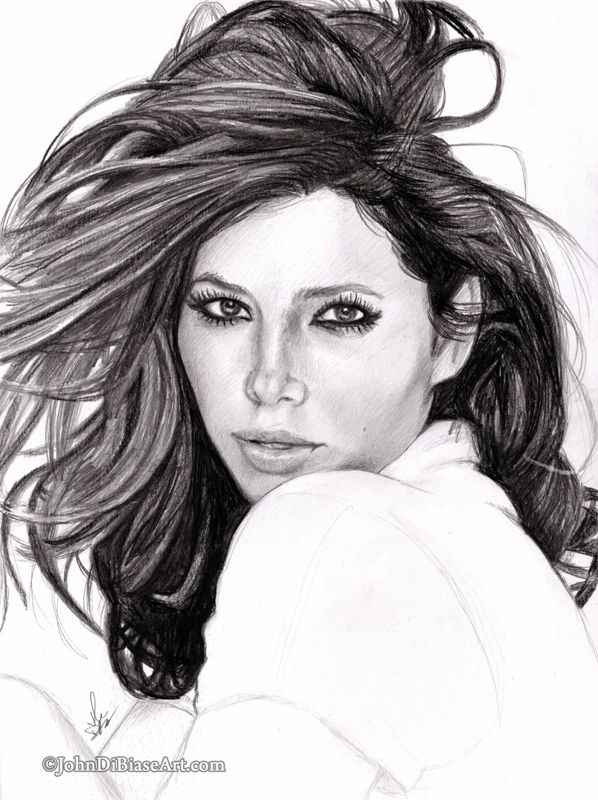 Jessica Biel Pencil Portrait Sketch Print
