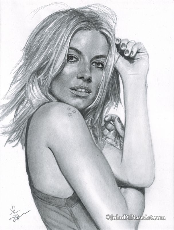 Sienna Miller Pencil Portrait Drawing Print