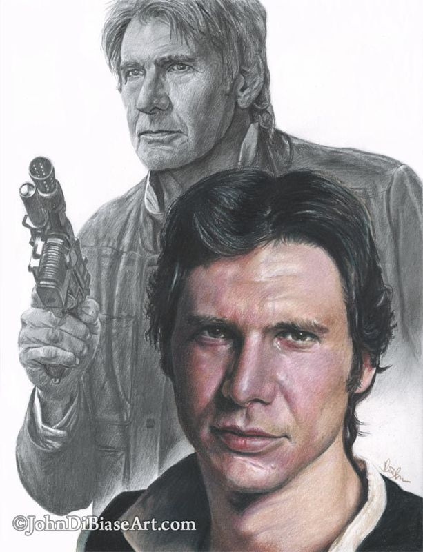 Harrison Ford as Han Solo in Star Wars (8.5 x 11) Colored Pencil Drawing Print