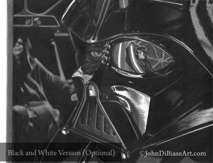 Darth Vader vs Anakin Star Wars Color Pencil / Marker Drawing Print  11 x 8.5