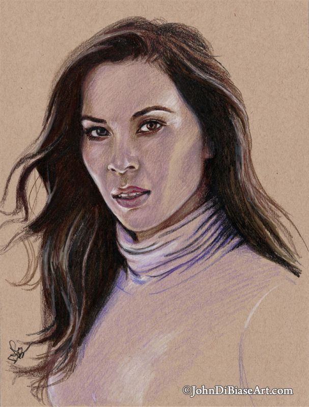 Olivia Munn Colored Pencil Drawing Print (8.5" x 11")
