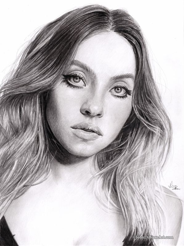 Sydney Sweeney Graphite Drawing Print (8.5" x 11")