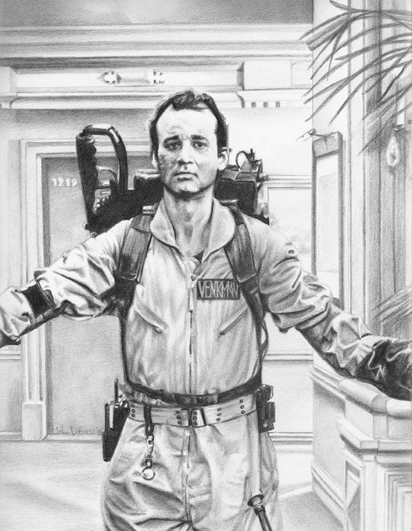 Peter Venkman - Ghostbusters (Bill Murray) Original Drawing (Not a Print) 9" x 12"