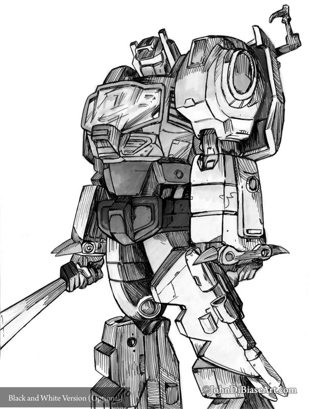 Grimlock Transformers Full Color Drawing Print
