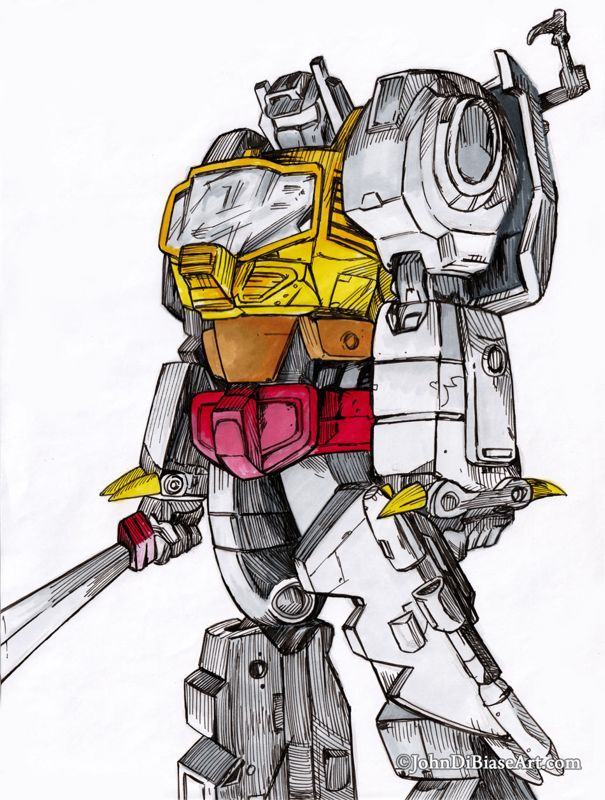 Grimlock Transformers Full Color Drawing Print