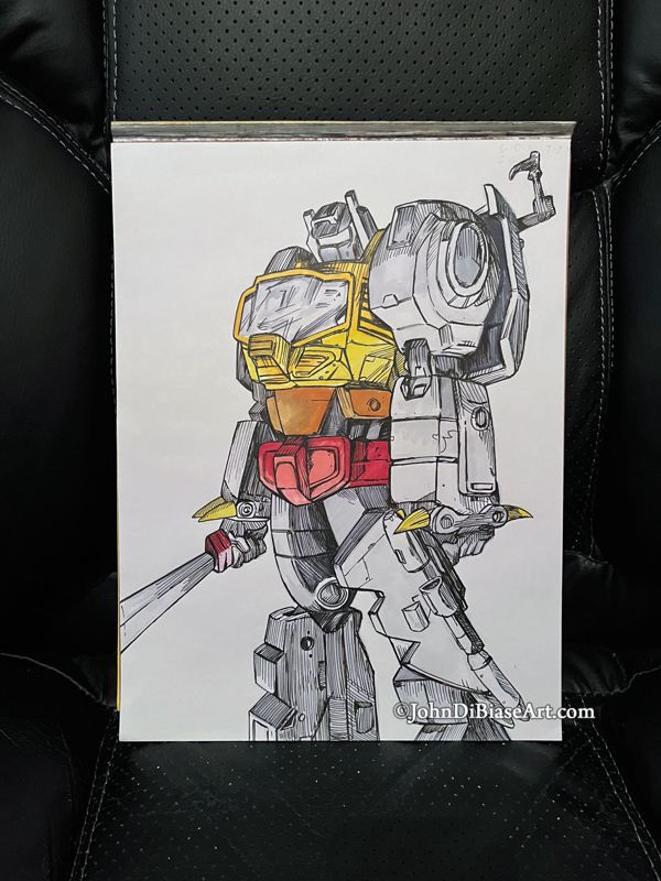 Grimlock Transformers G1 Original Marker Drawing (Not a Print) 9" x 12"
