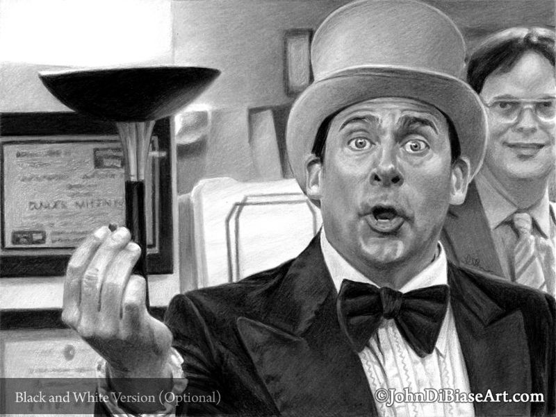 Michael Scott as "Willy Wonka" Colored Pencil Drawing  Print 8.5 x 11