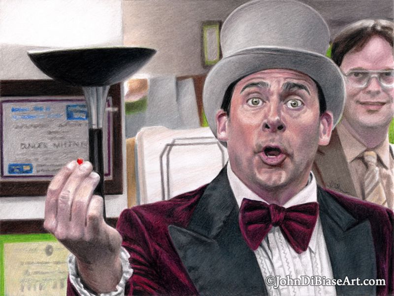 Michael Scott as "Willy Wonka" Colored Pencil Drawing  Print 8.5 x 11