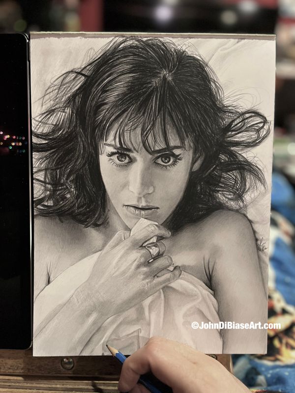 Lizzy Caplan Original Drawing (NOT a print) 9 x 12