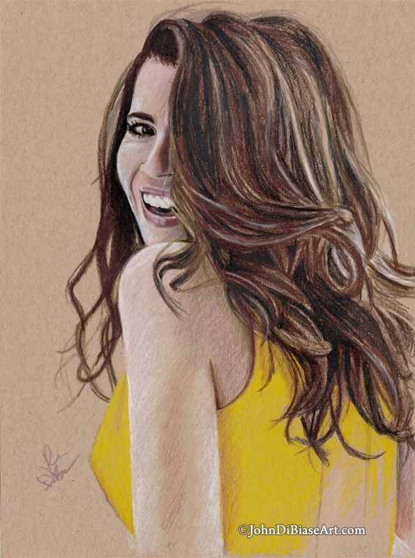 Linda Cardellini Toned Tan Drawing Print 8.5 x 11