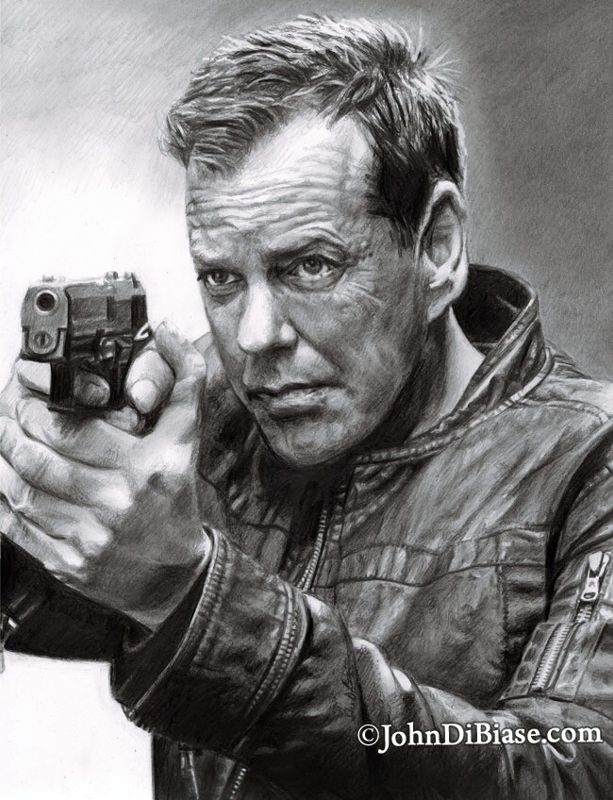 Drawing Print of Kiefer Sutherland as Jack Bauer in "24"