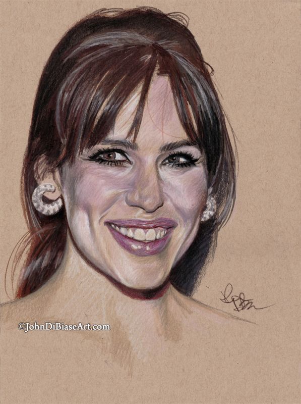 Jennifer Garner Toned Tan Drawing Print 8.5 x 11