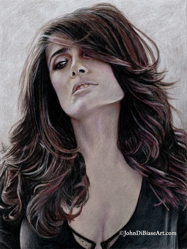 Salma Hayek Toned Tan Drawing Print 8.5 x 11
