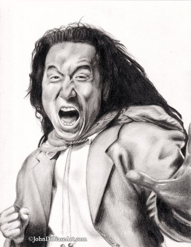 Jackie Chan from Shanghai Noon 2000 Drawing Print 8.5 x 11