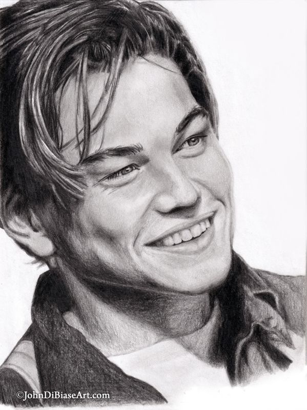 Leonardo DiCaprio in Titanic 1998 Drawing (NOT A PRINT) 8 x 10.5 inches