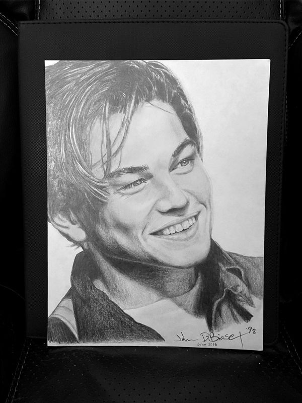 Leonardo DiCaprio in Titanic 1998 Drawing (NOT A PRINT) 8 x 10.5 inches