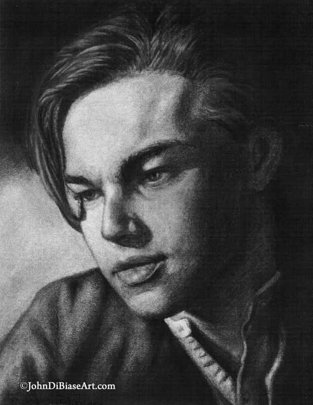 Leonardo DiCaprio as Jack Dawson in Titanic 1998 Charcoal Drawing Print 8.5 x 11